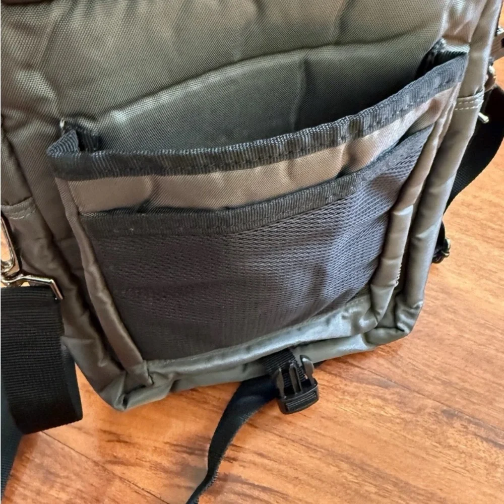 Gray Crossbody Bag with Black Strap